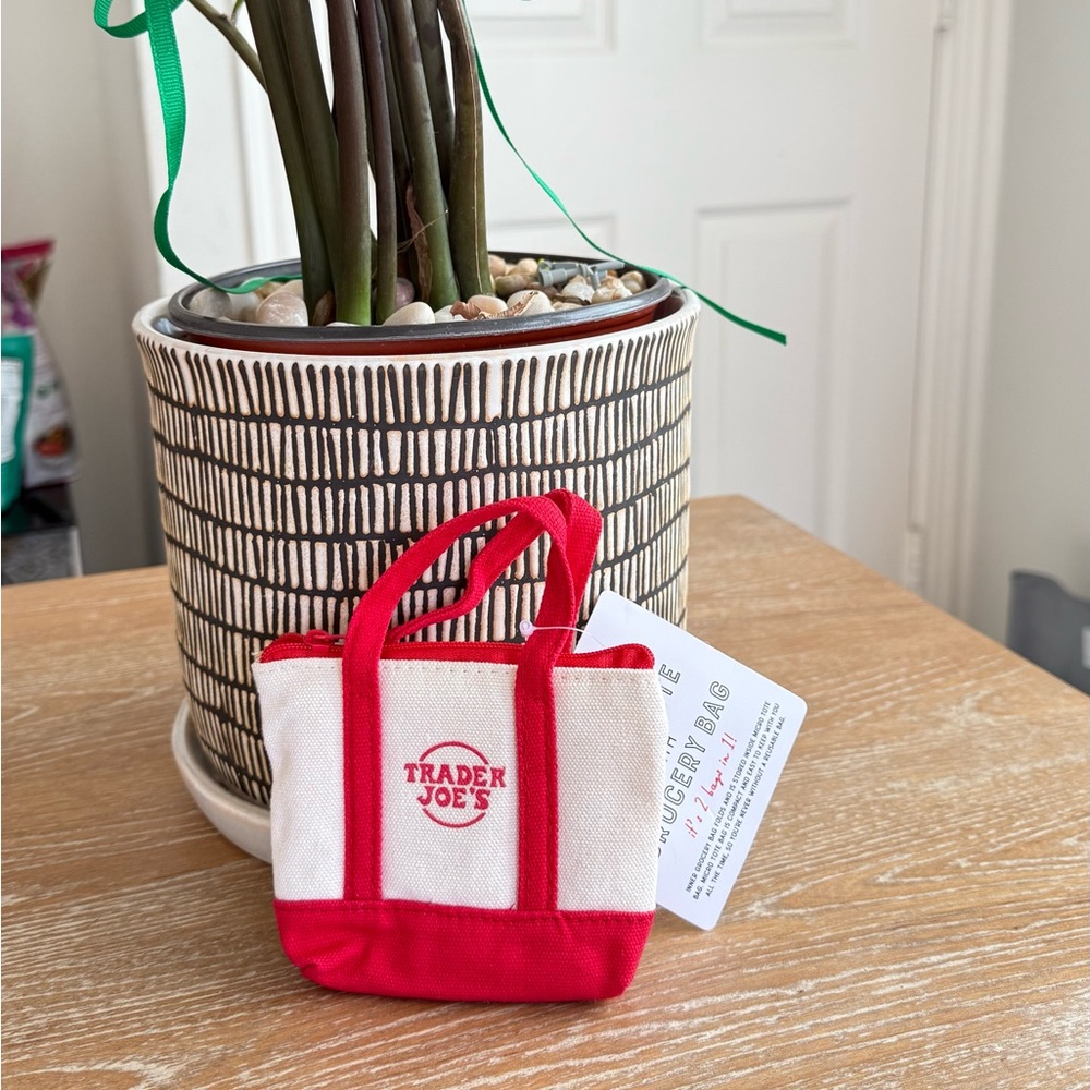 Trader Joe's Mini Tote Bag Red and White